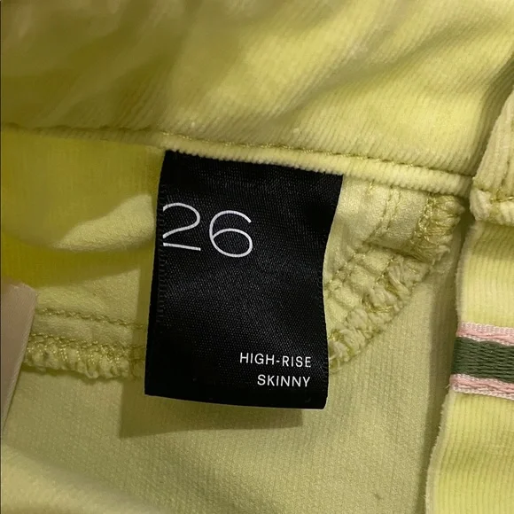 Anthropologie PILCRO Neon Lemon Yellow chartreuse cords High-Rise Jeans - Picture 7 of 8